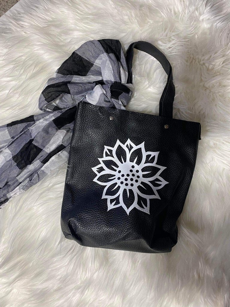 Black Flower Handbag