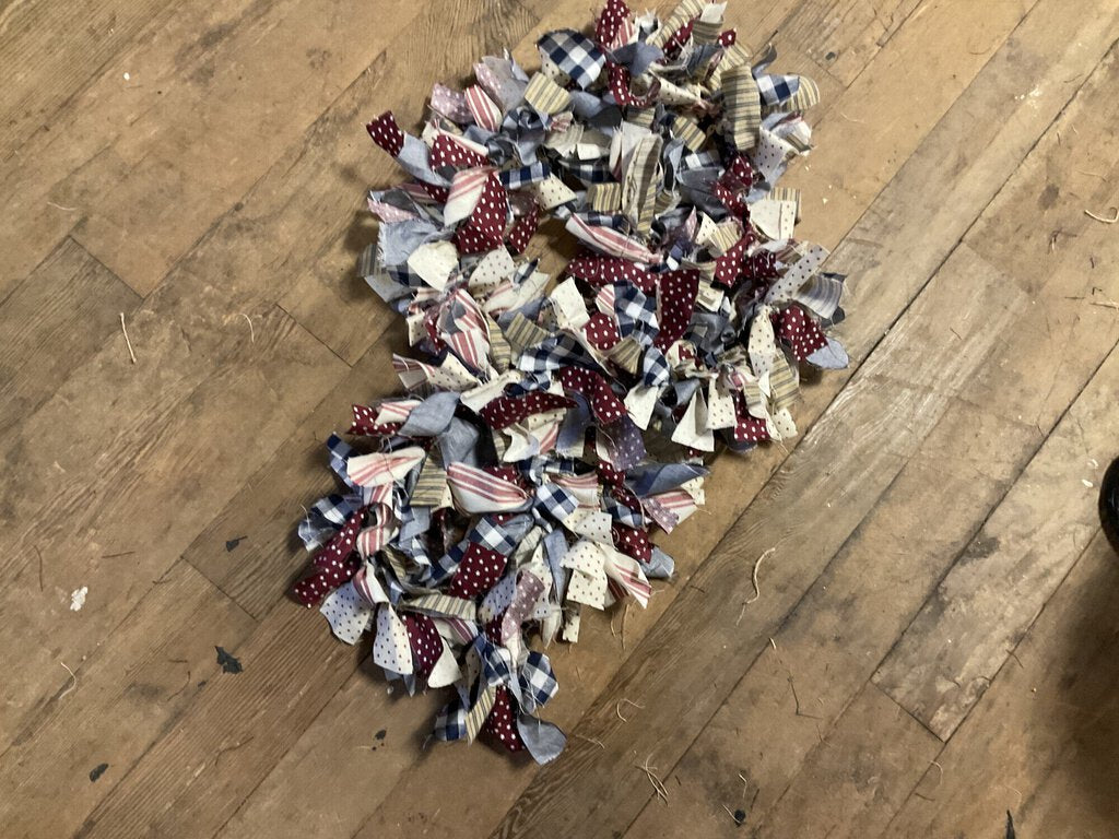 Patriotic with stripes Rag Tie Garland