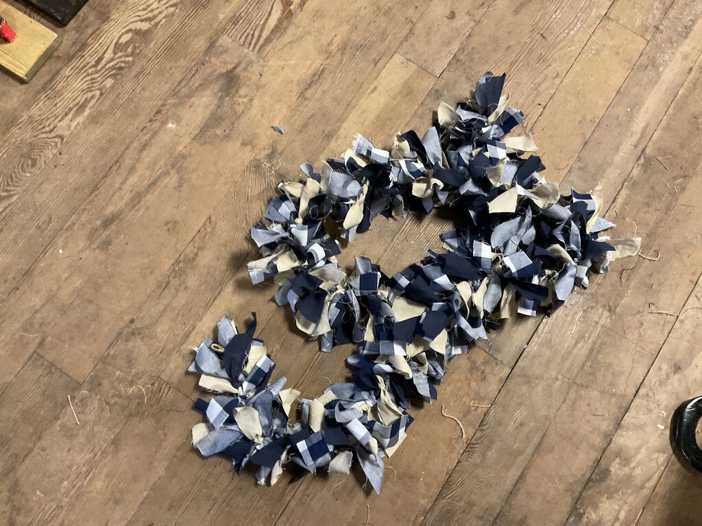 Blue Tan Rag Tie Garland