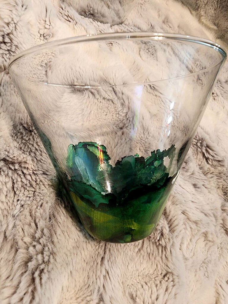 Green Marbled Stemless Martini Glass