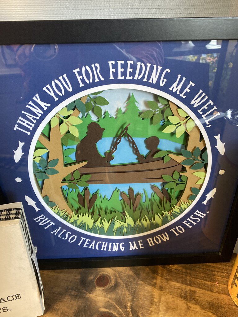 Shadowbox, Fishing ( Thanks), Black, Size: 12x12