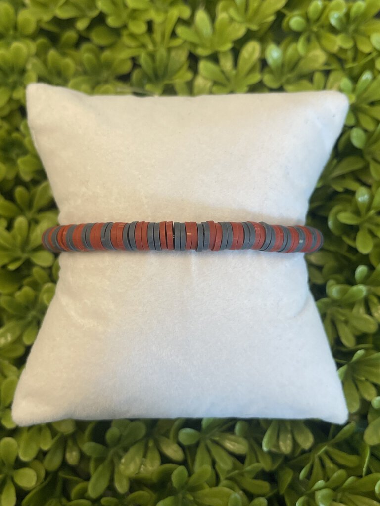 Single Strand Maroon Dark Gray Bracelet