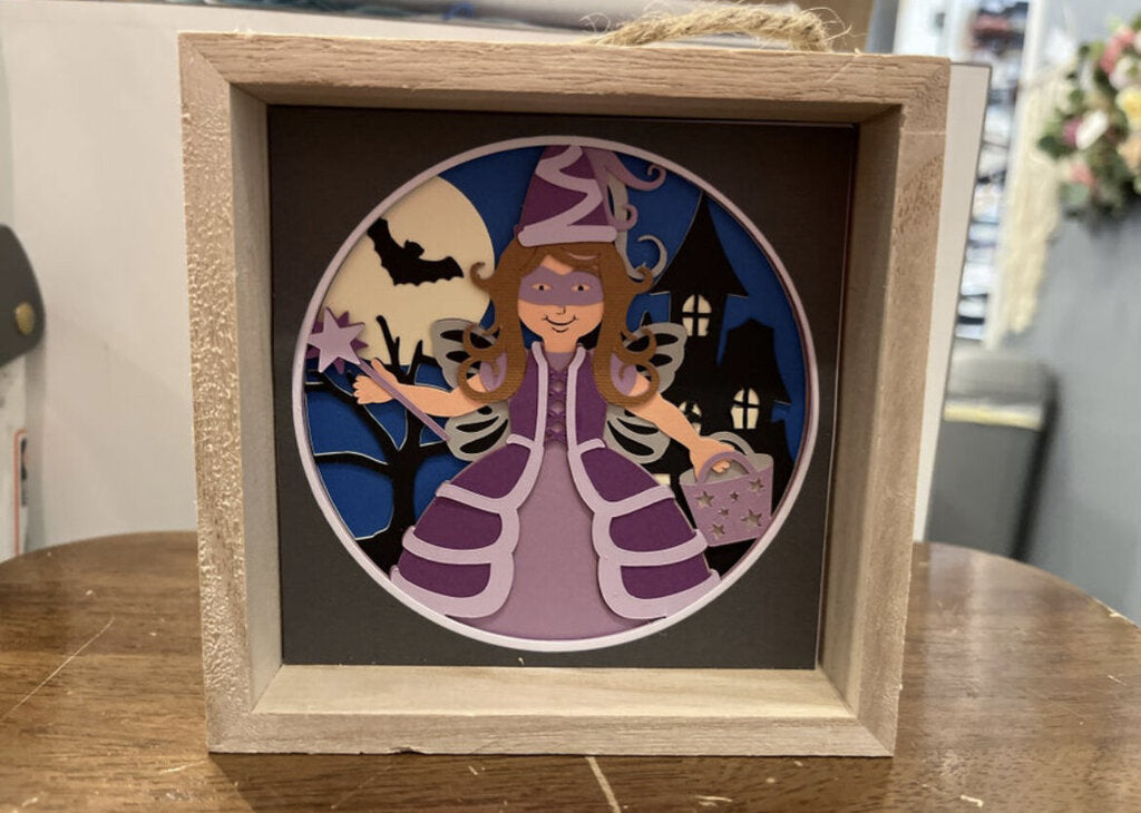Fairy, White shadowbox, Size: 4x4
