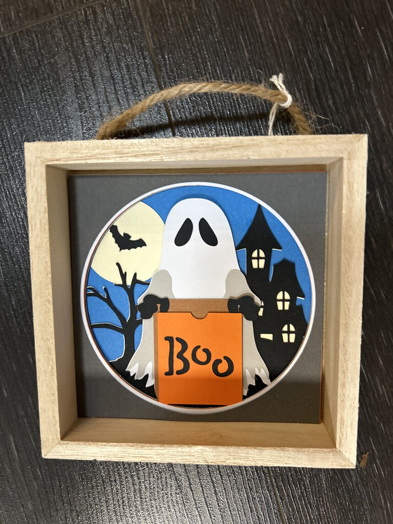 Ghost, White shadowbox Size: 4x4