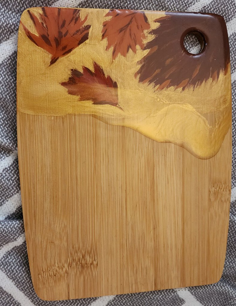 Small hand painted and resin bamboo board