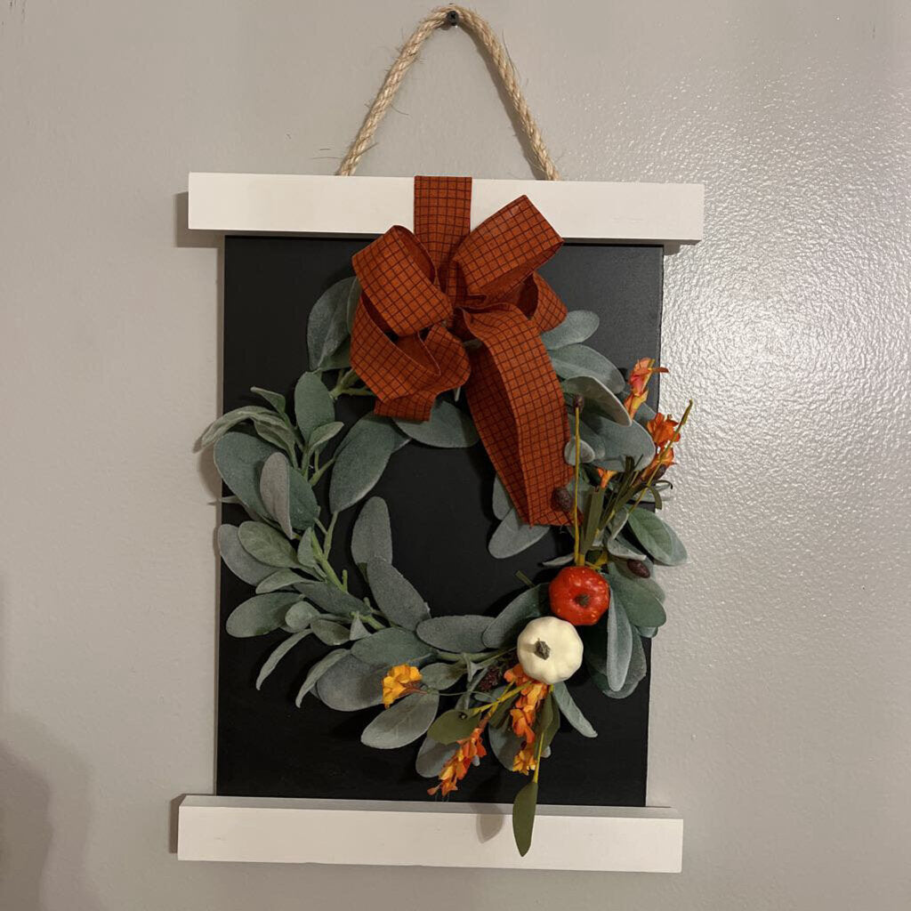 Hanging Fall Wreath on black board