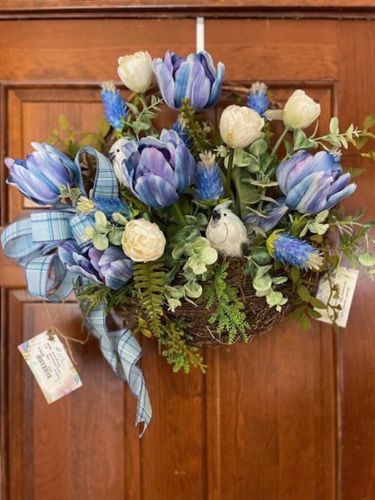Blue Tulip Wall Basket