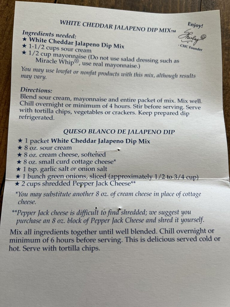 White Cheddar Jalapeno Dip