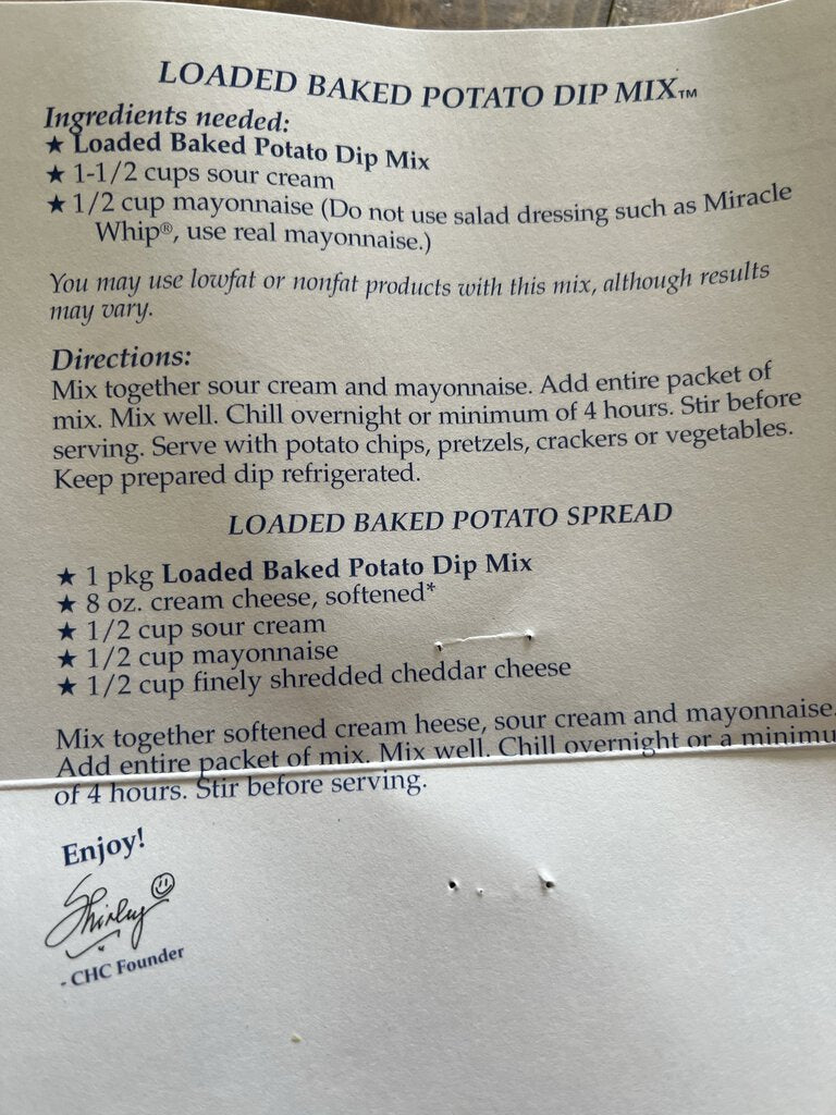 Loaded Baked Potato Dip Mix