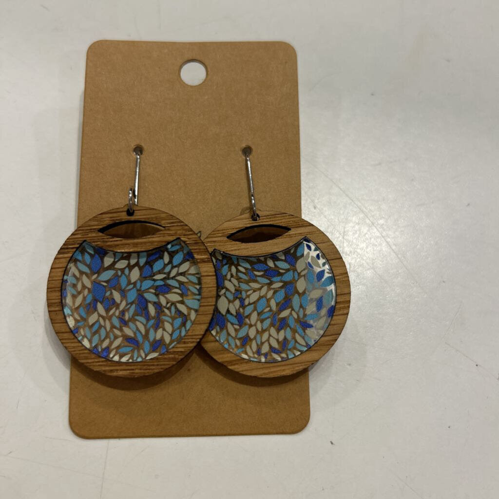 Blue Beach Glass Inlay Earring