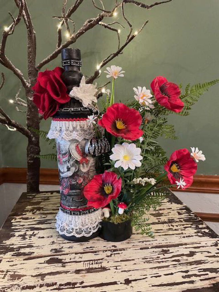 Decorative bottle with planter