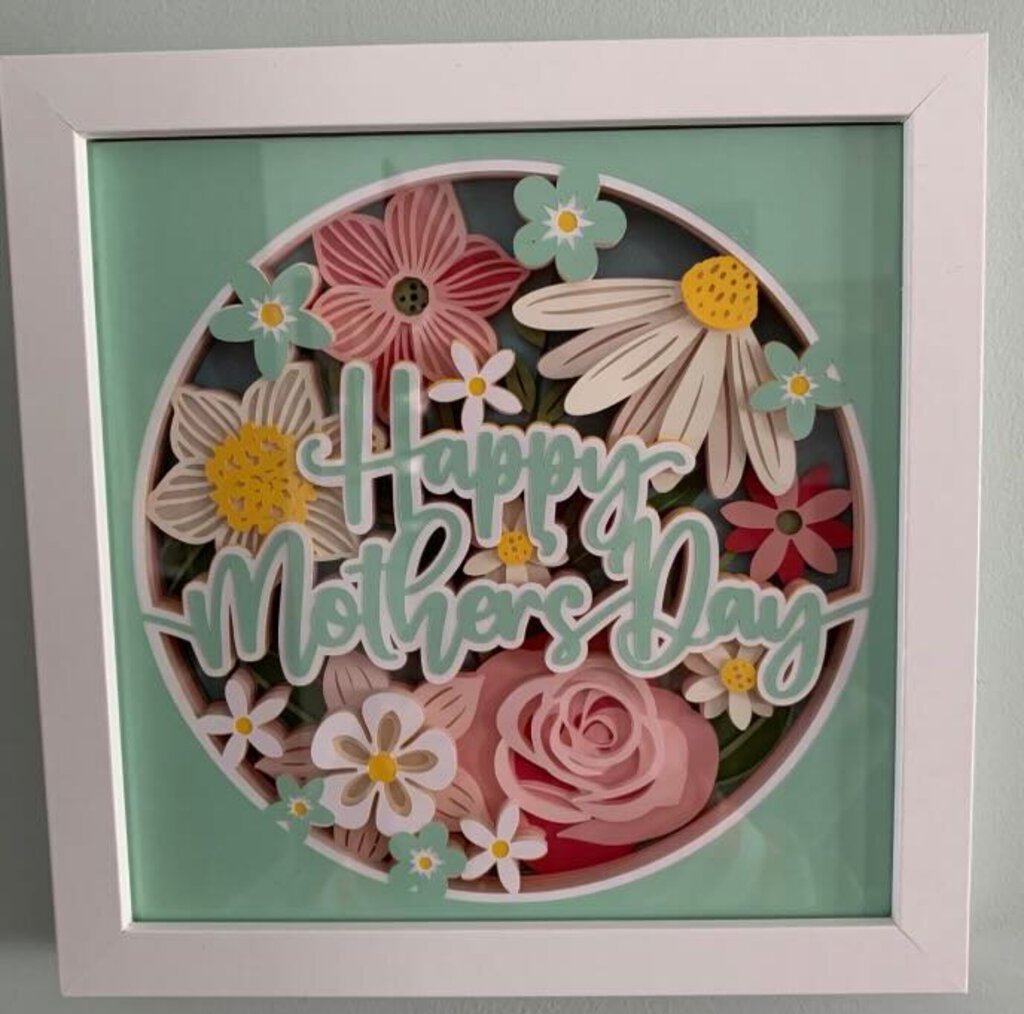 Happy Mother's Day Shadowbox mint color (8x8)