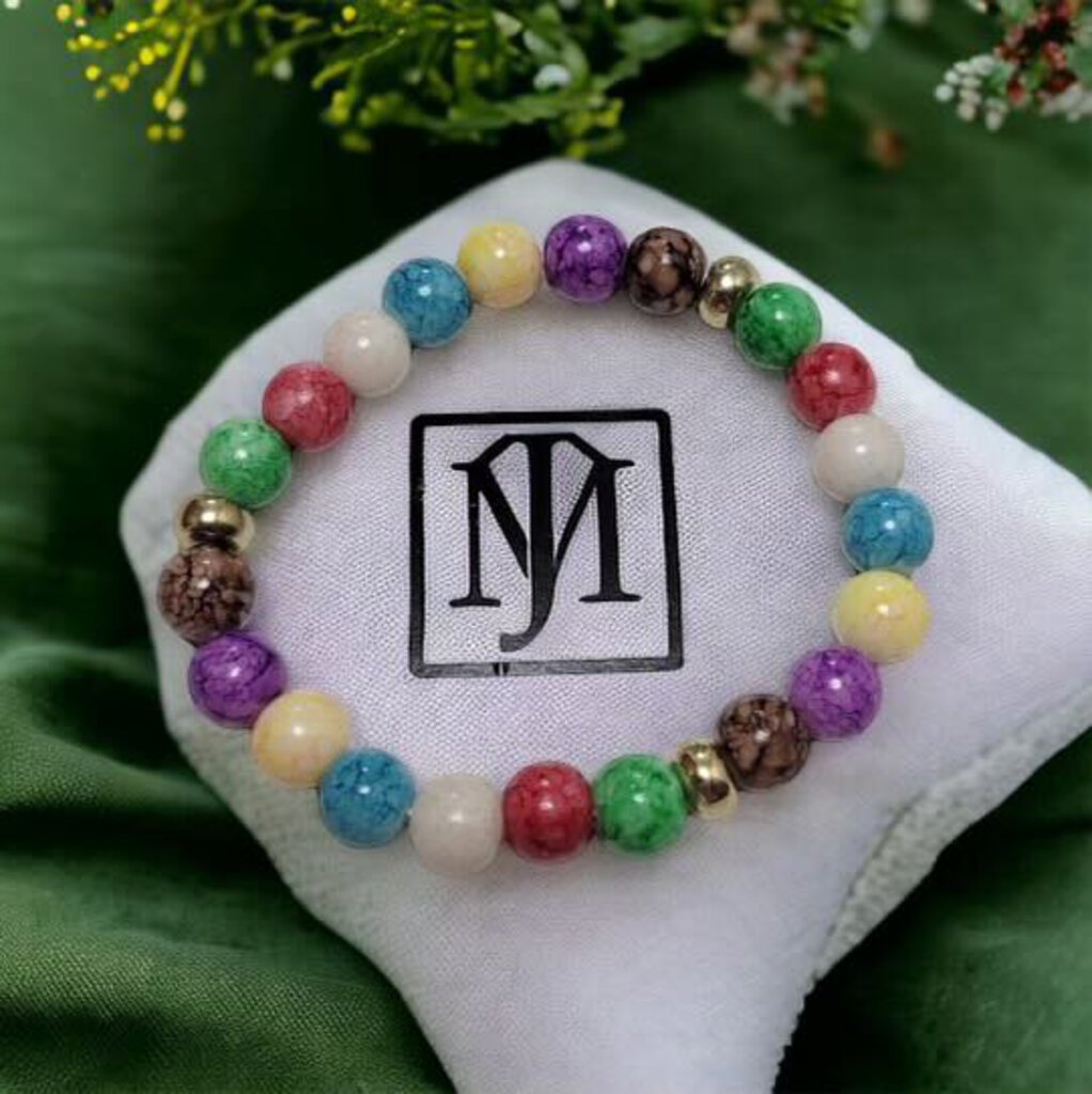 MJ Chakra imitating volcanic Stone beads acrylic handmade Bracelet
