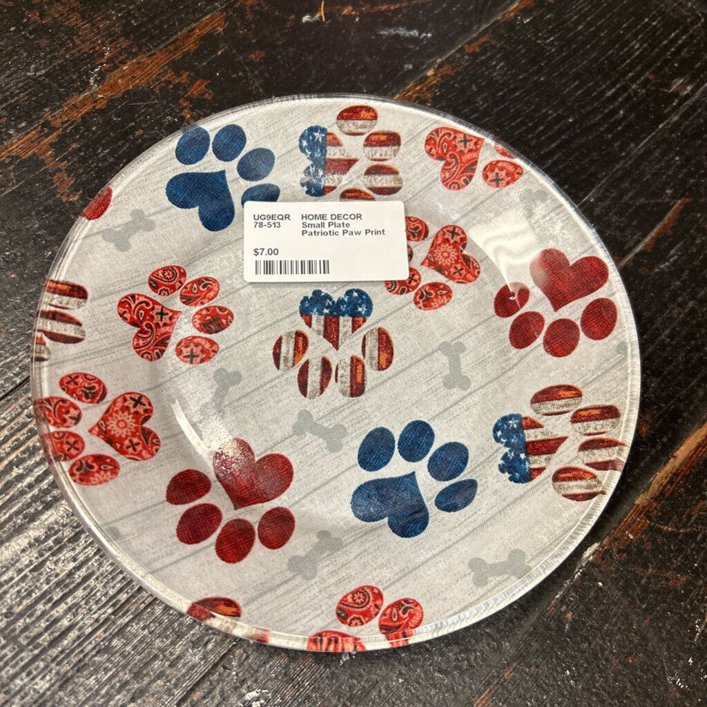 Small Plate Patriotic Paw Print