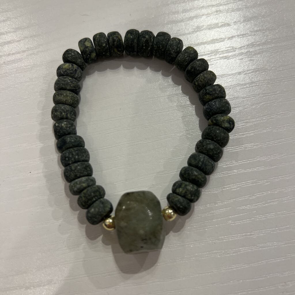 MJ Disk Shape Grey Rock Bracelet