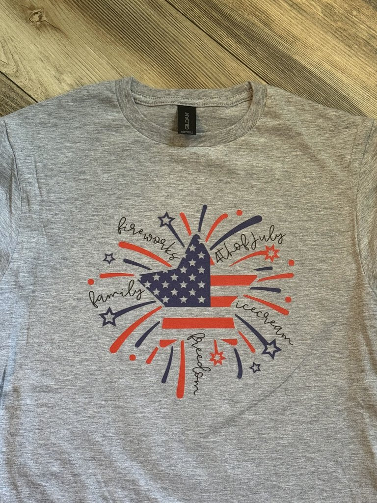 Flag, Star, Fireworks Adult TS, SS