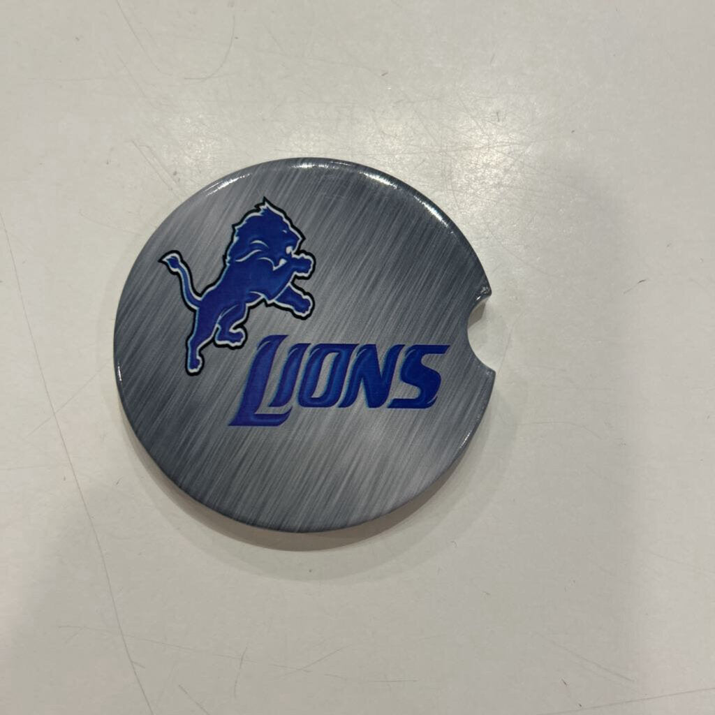 Lions Brushed Silver Car Coaster