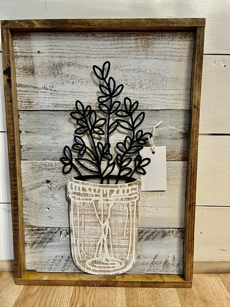 Mason Jar Black Floral