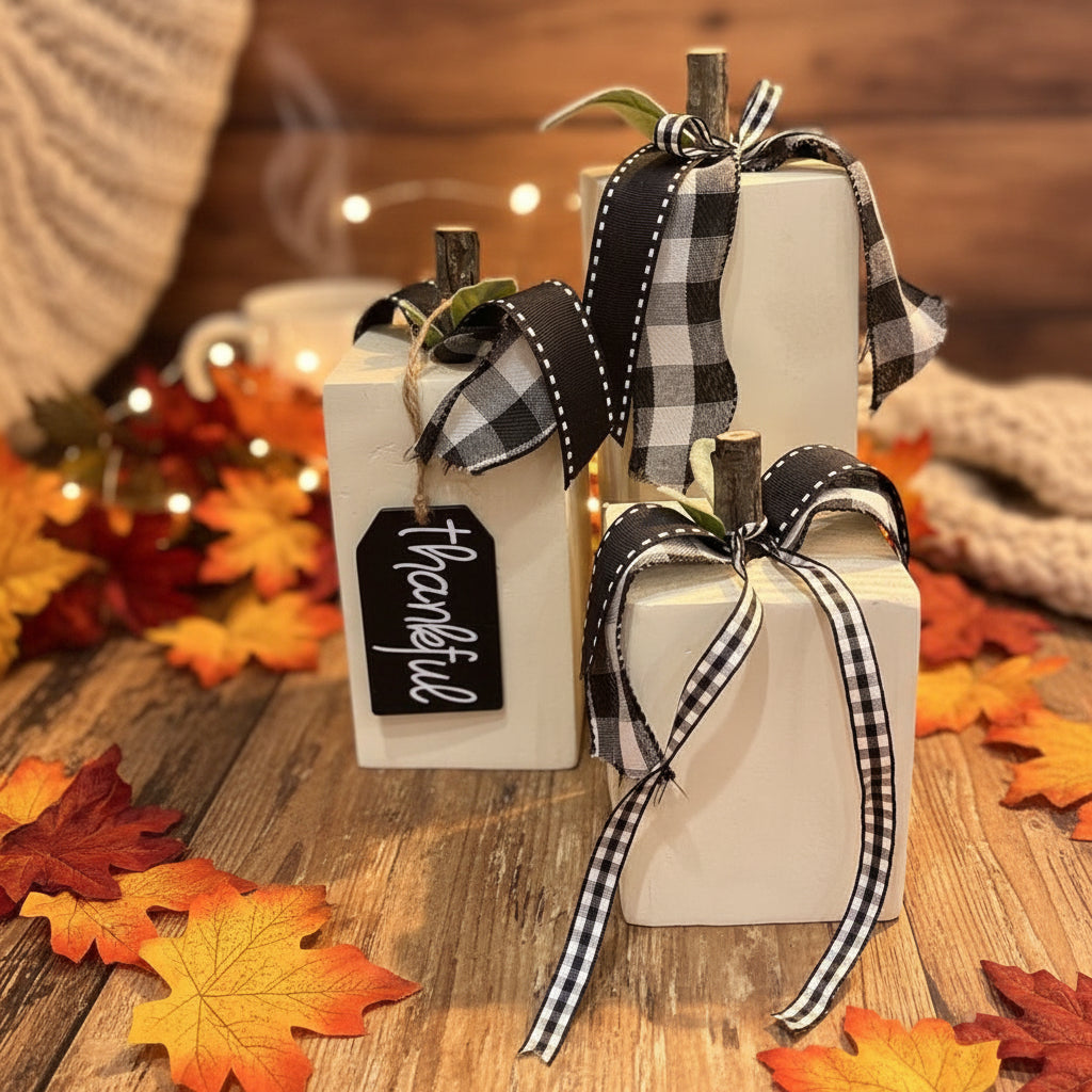 Cream 3pc Set Pumpkin Blocks