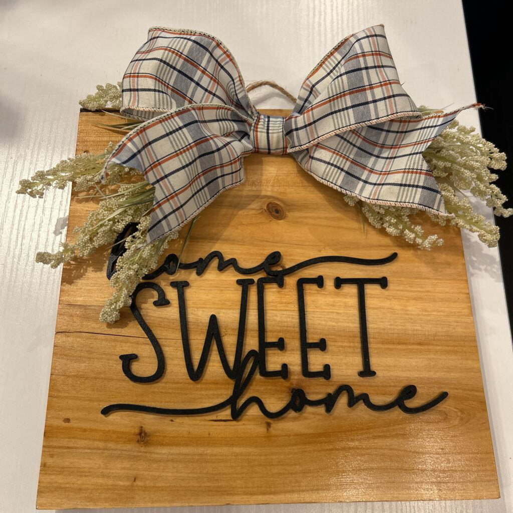 Home Sweet Home (Natural Bckgrd, Wht Flowers) 10x10
