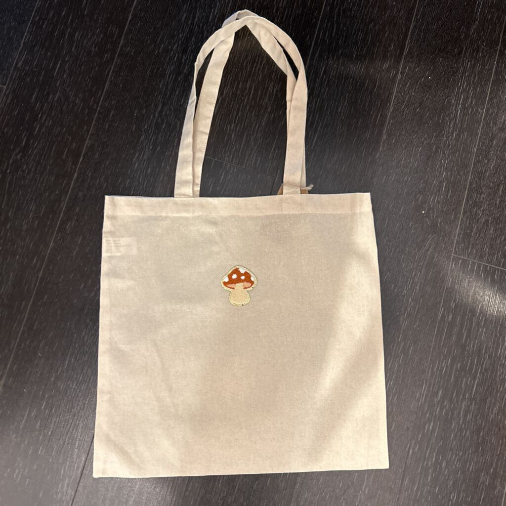 Canvas Tote Bag with rust mushroom