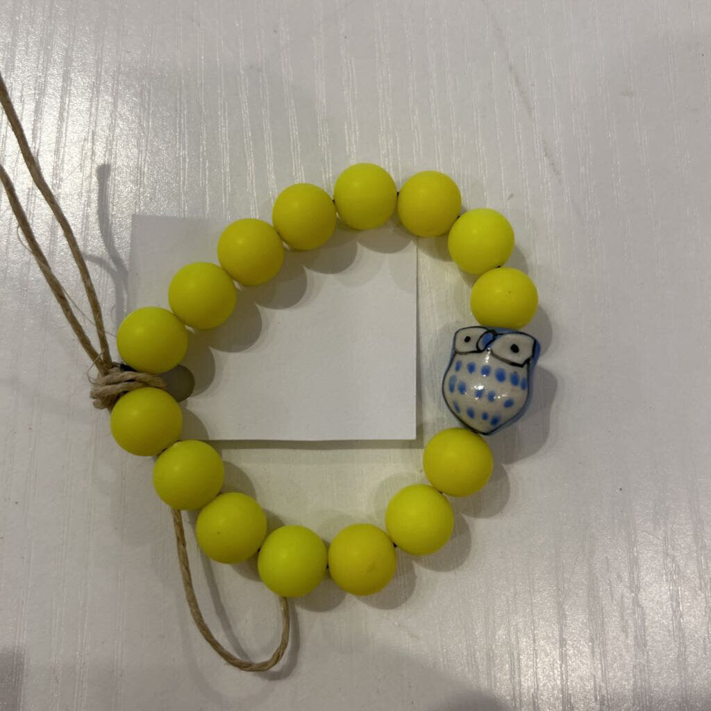 Kids single beaded with blue owl bracelet