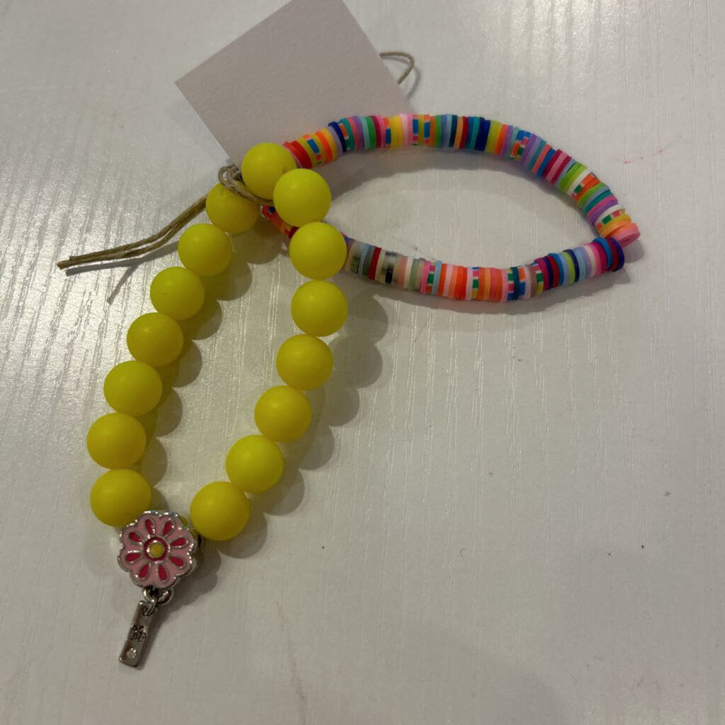 Kids set of 2 beaded with flower bracelet