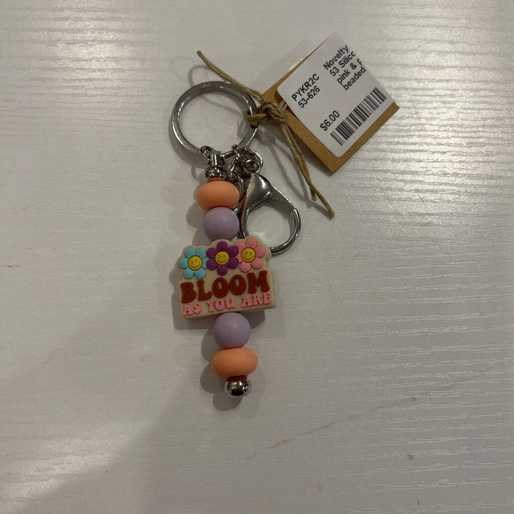 Silicone multi hexagon beaded keychain
