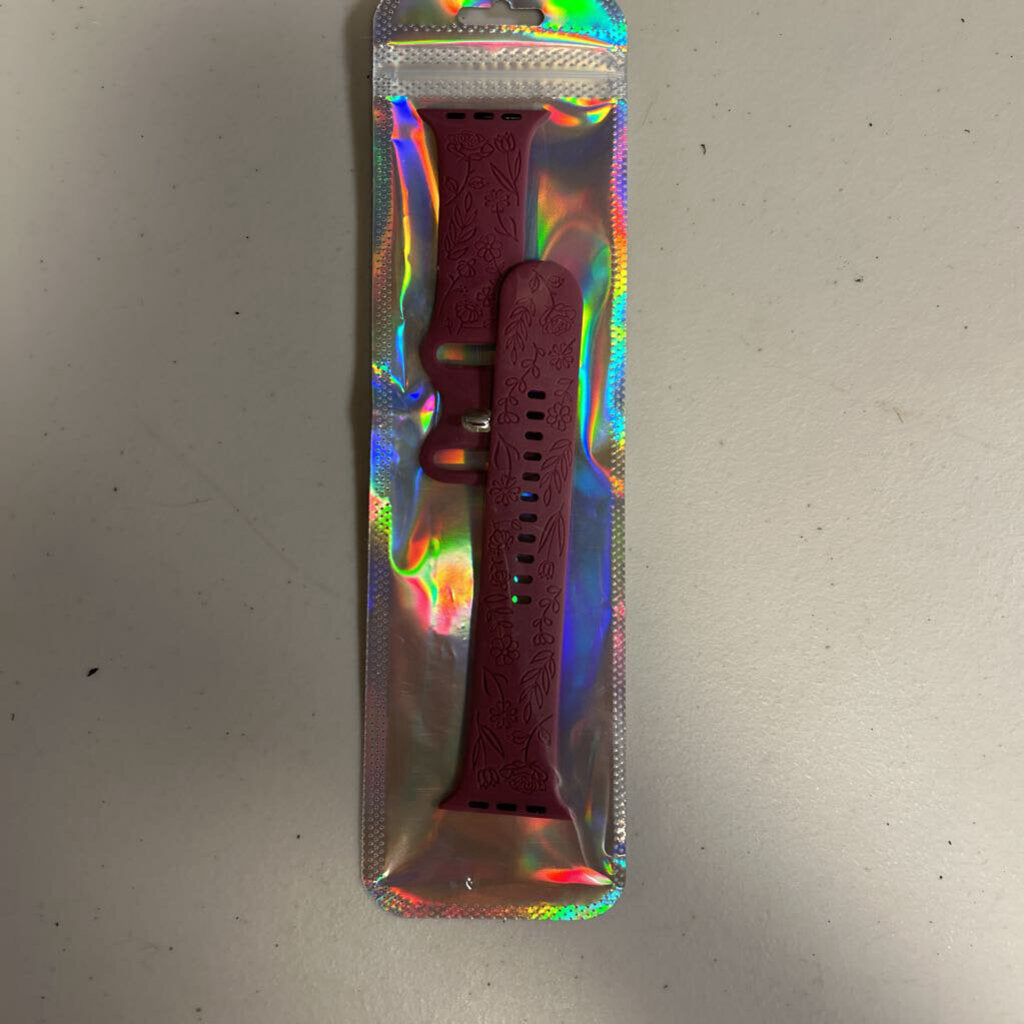 Floral Engraved Apple Watch Band Purple