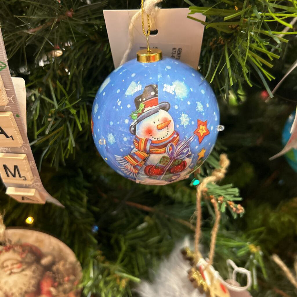 Lite up Snowman w/presents Ornament