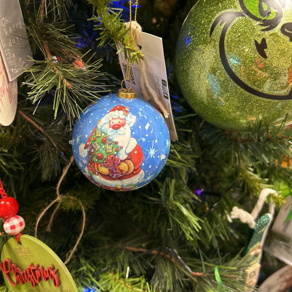 Lite up Santa w/tree Ornament