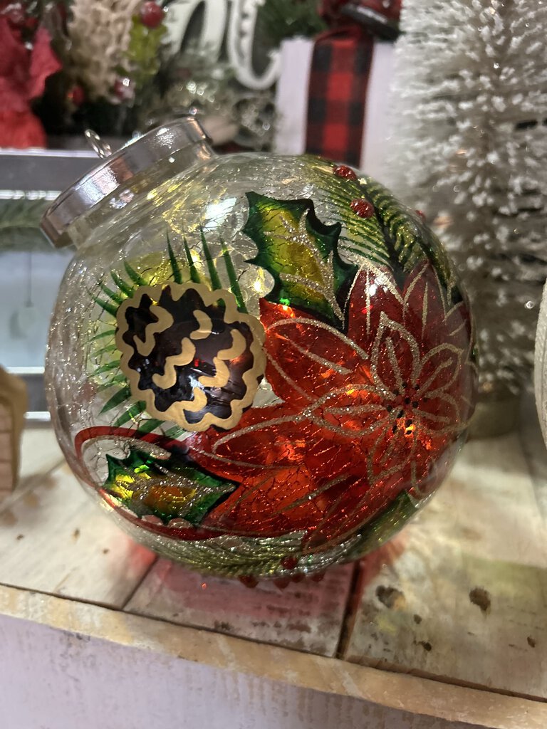 Poinsettia Ornament w/Led Lights