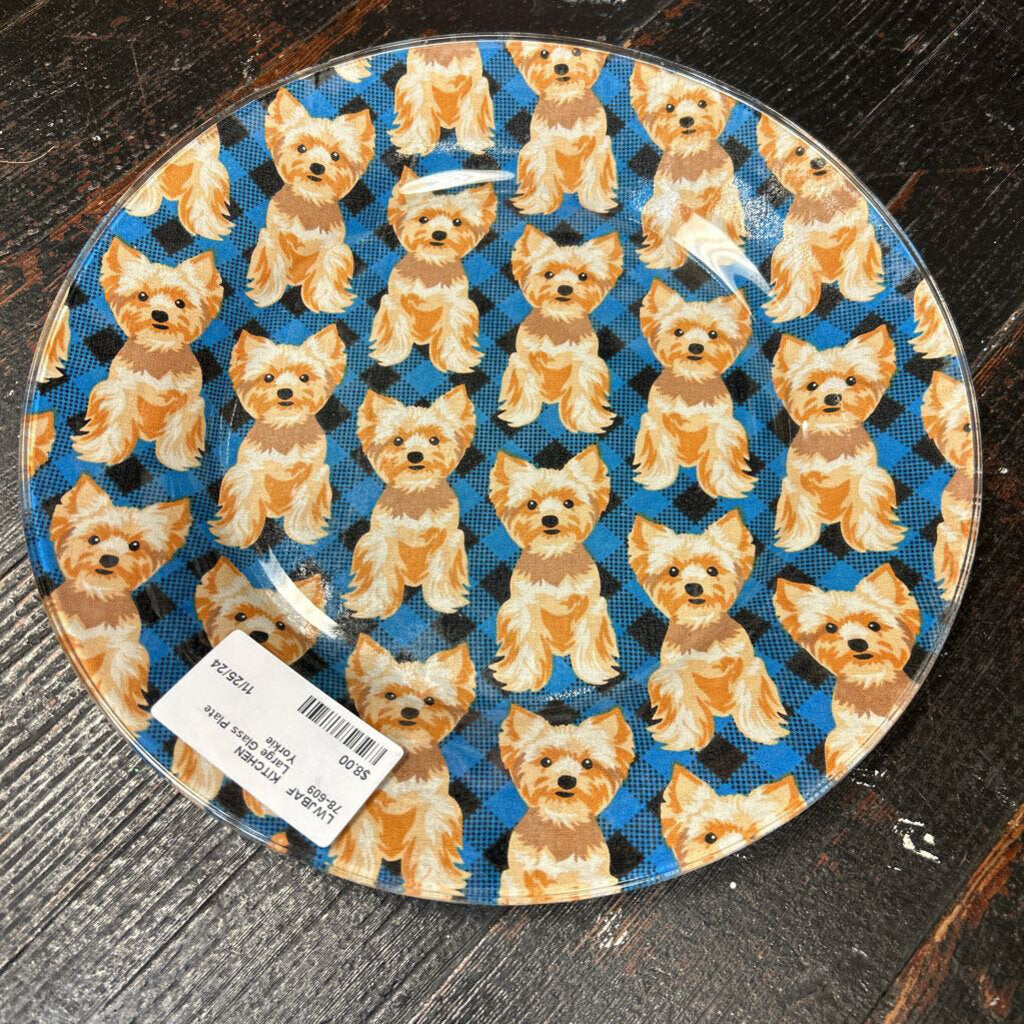 Large Glass Plate Yorkie