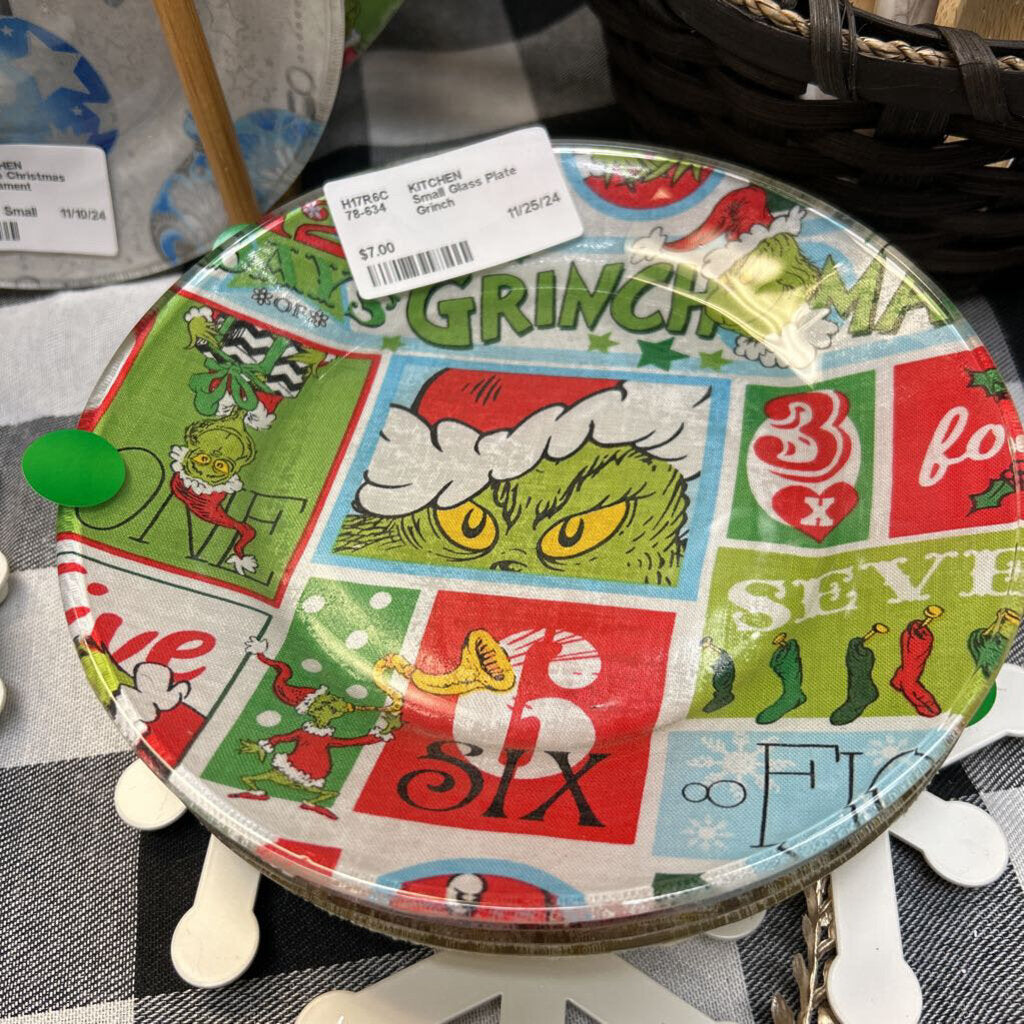 Small Glass Plate Grinch