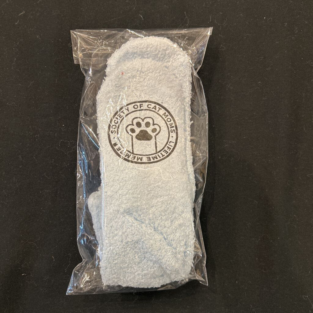 Light Blue Fuzzy Cat Mom Socks