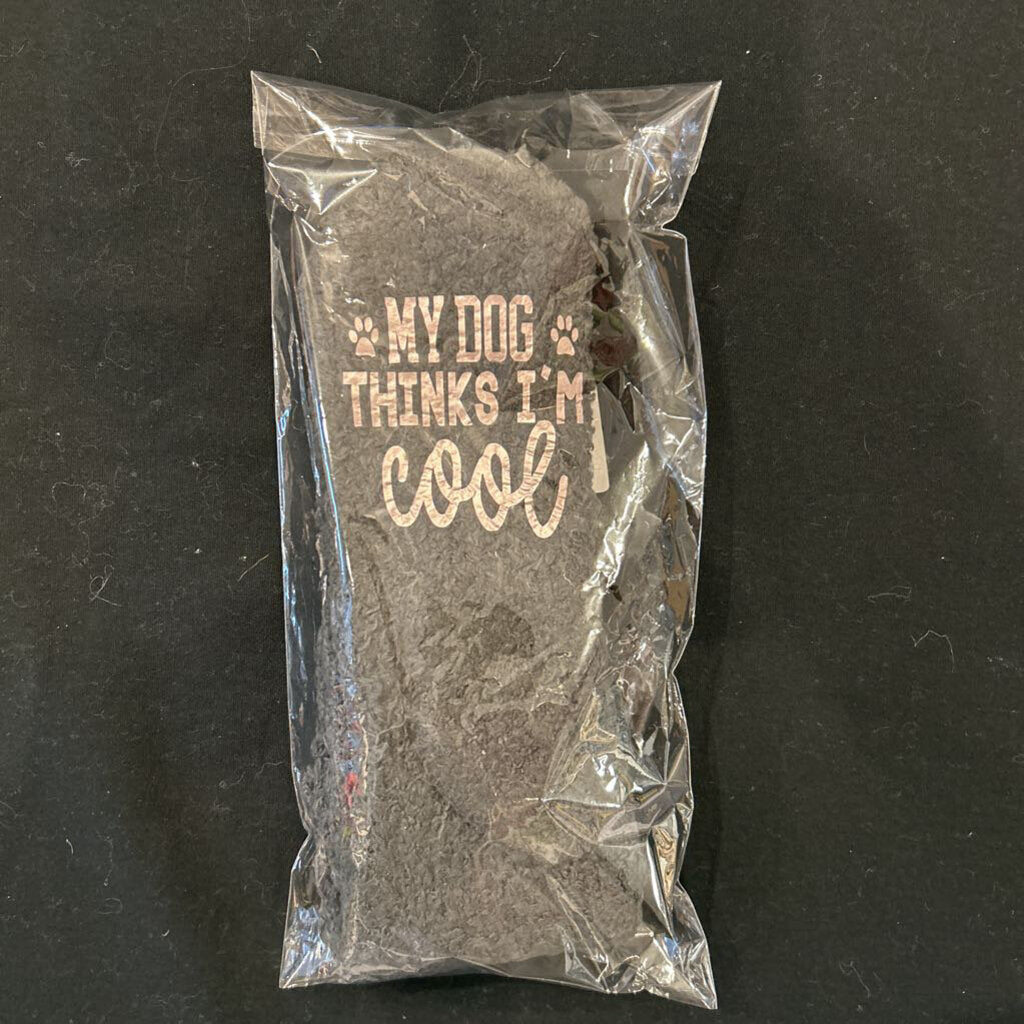 Black Fuzzy My Dog thinks Im cool Socks