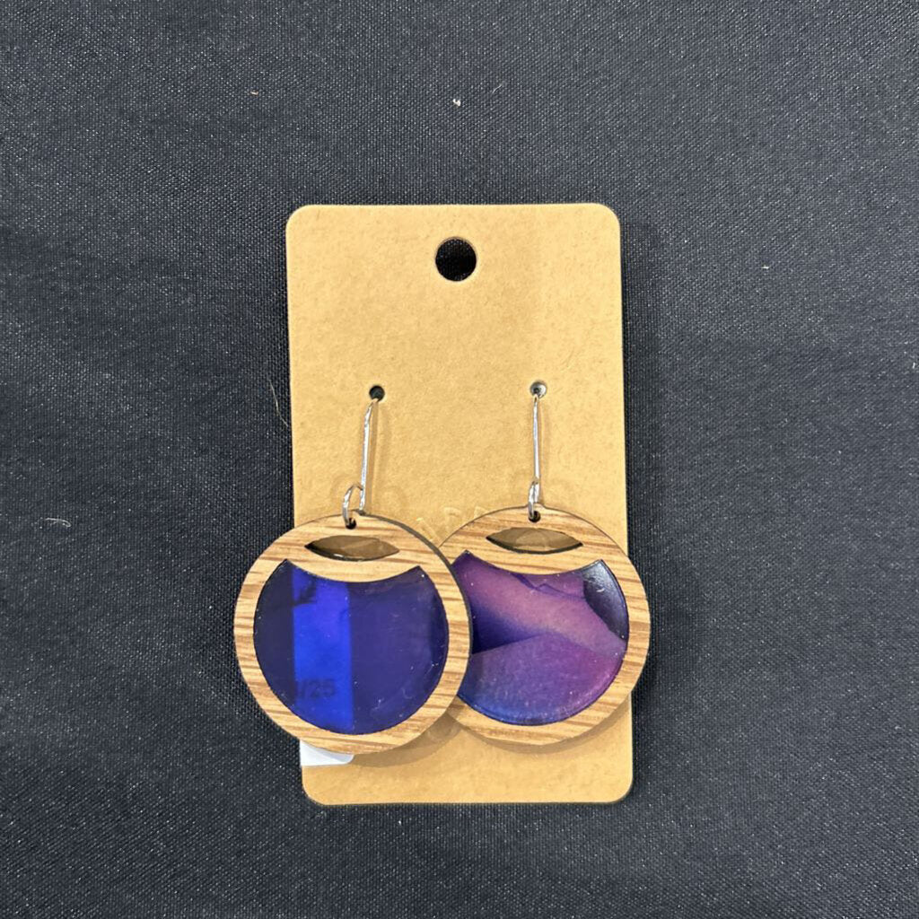 Purple Watercolor Inlay Eclipse Earrings