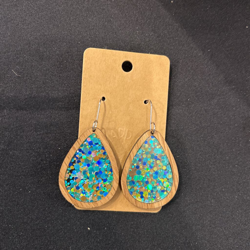 Mermaid Glitter Inlay Drop Earrings