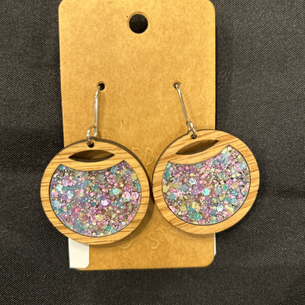 Seashell Glitter Inlay Eclipse Earrings