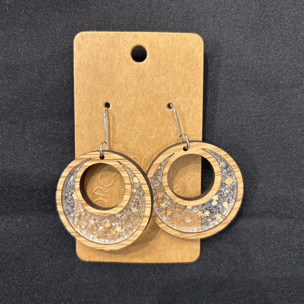 Champagne Glitter Inlay Circle Earrings