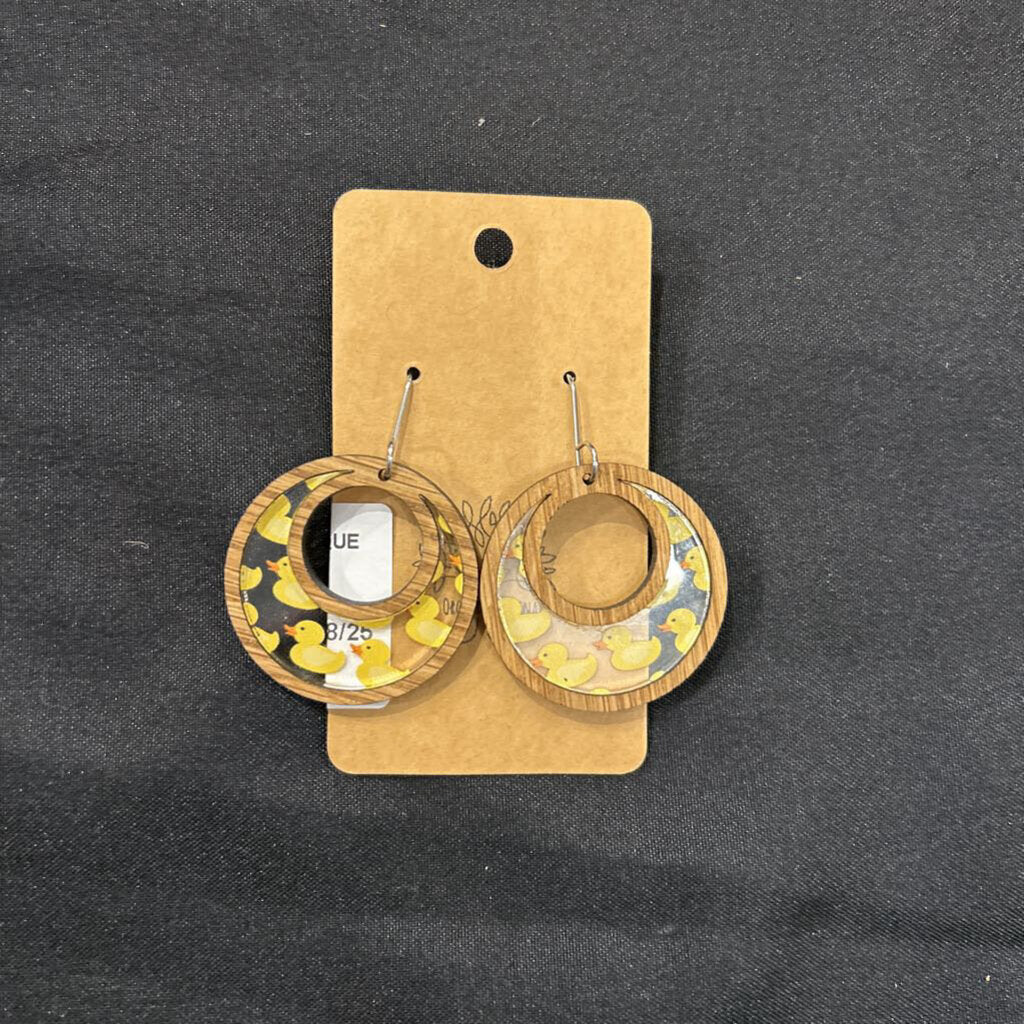 Rubber Duck Inlay Circle Earrings