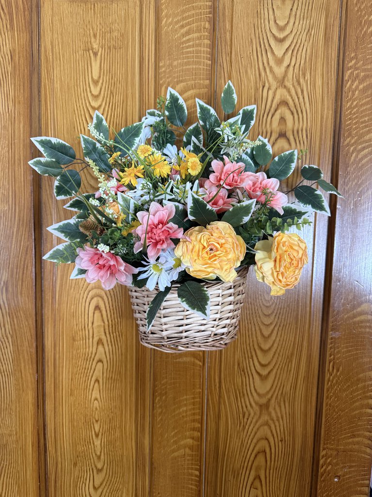 Coral/Yellow Hanging Basket