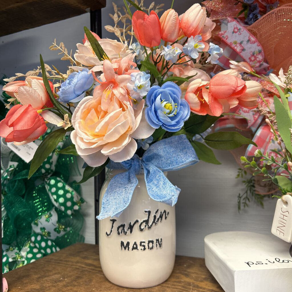 Peach/Blue Mason Jar