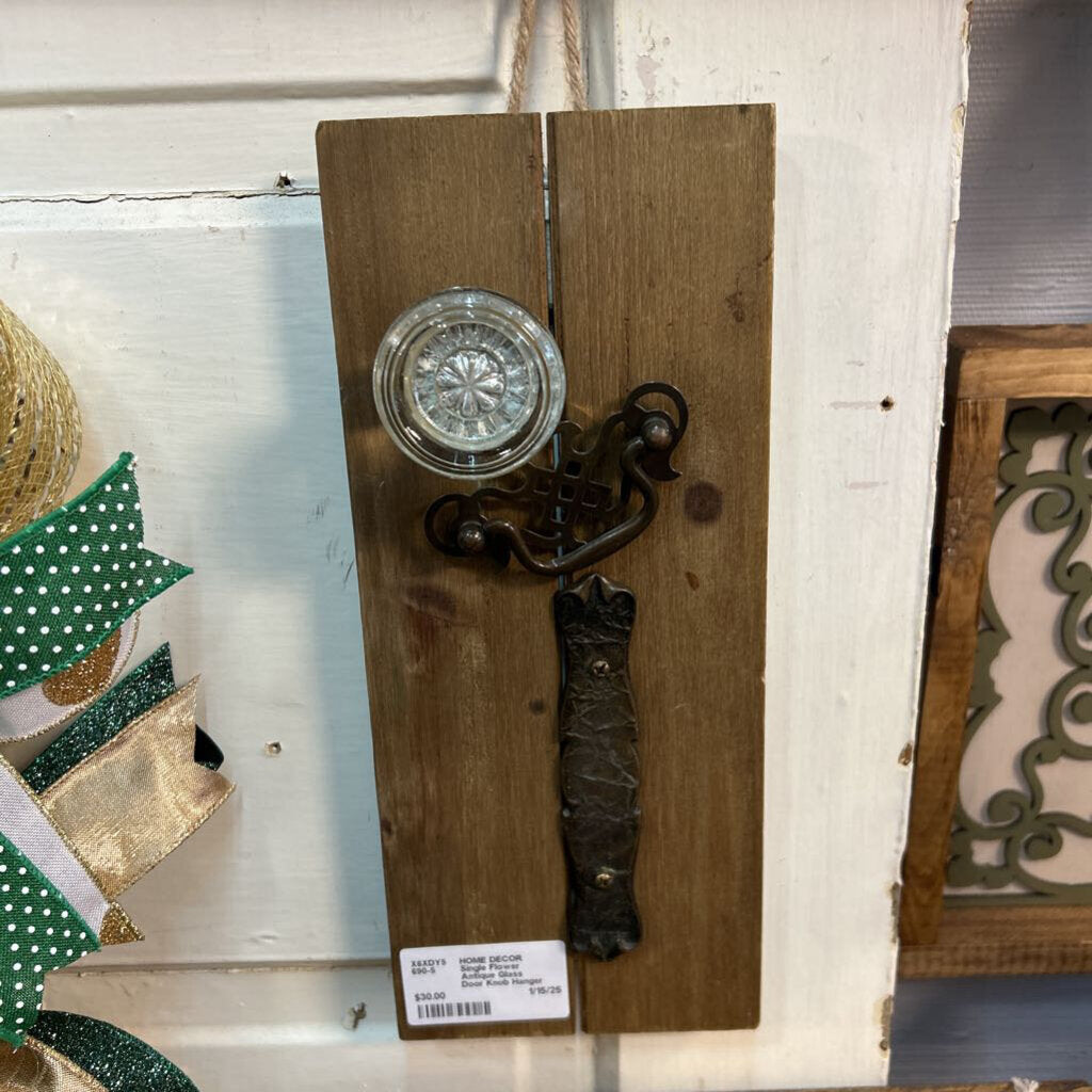 Single Flower Antique Glass Door Knob Hanger