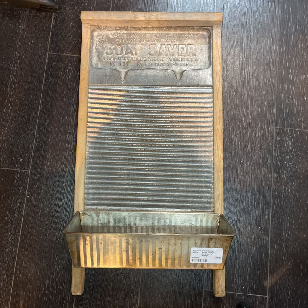 Large Vintage Soap Saver Antique Washboard Planter