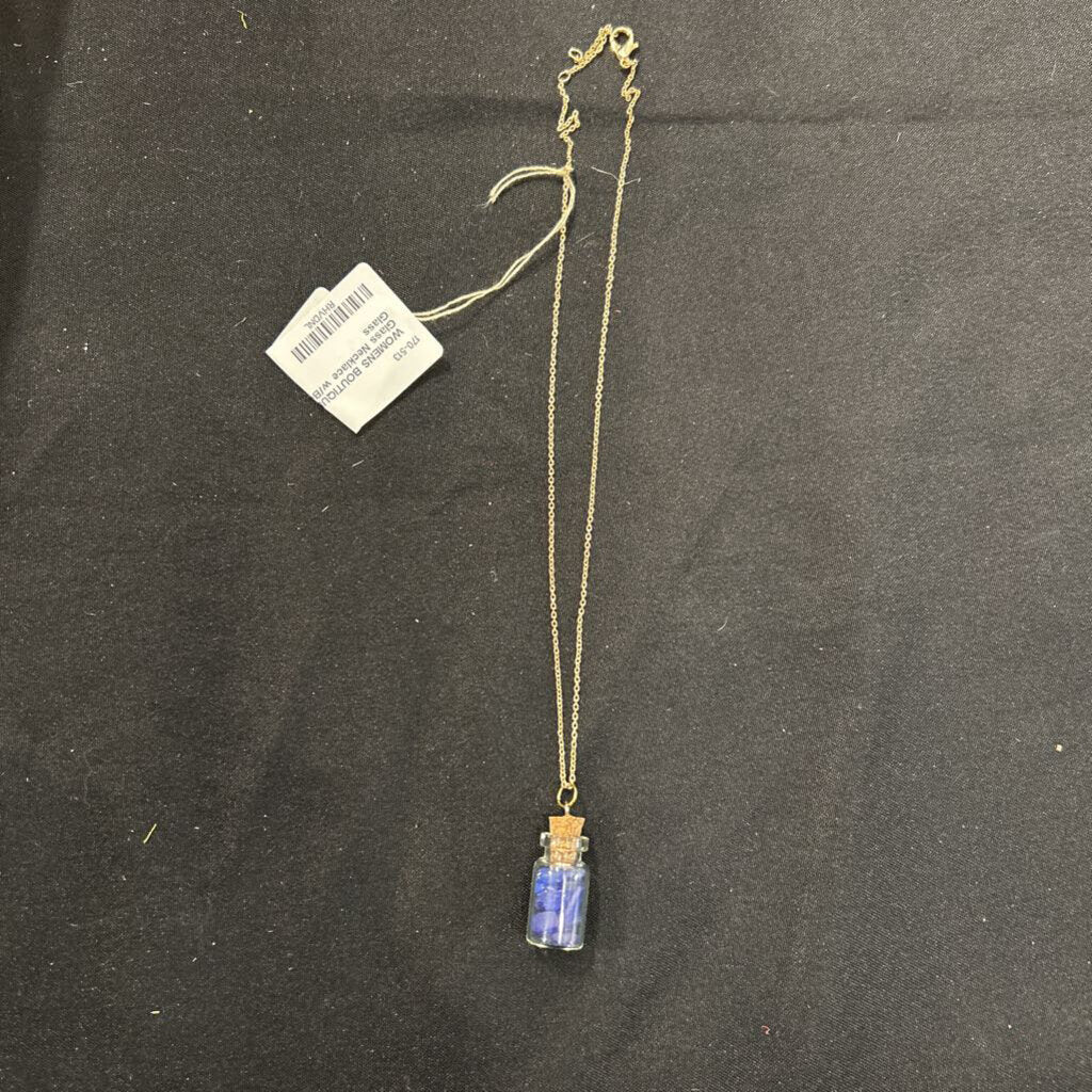 Gold Beach Glass Necklace w/Bottle of Sm Blu Glass