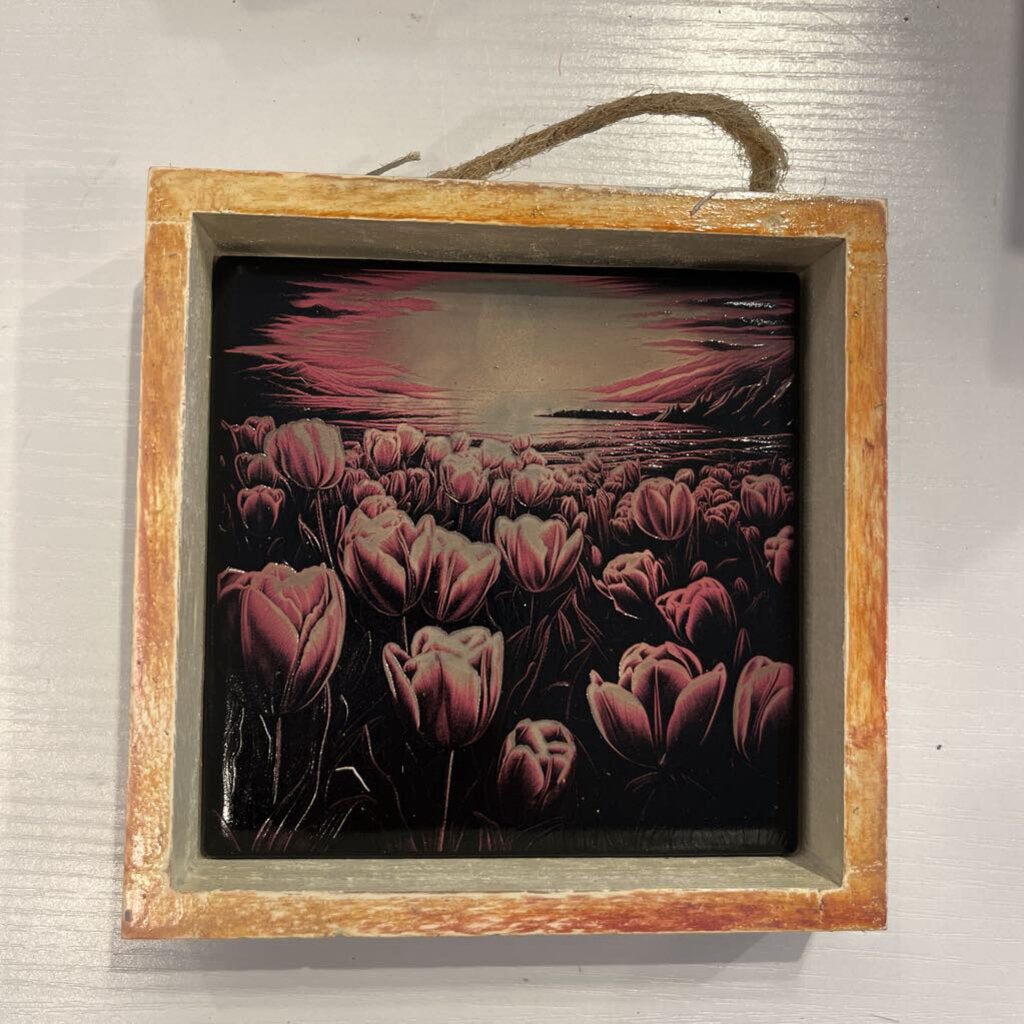 Tulip Garden Painted Tile
