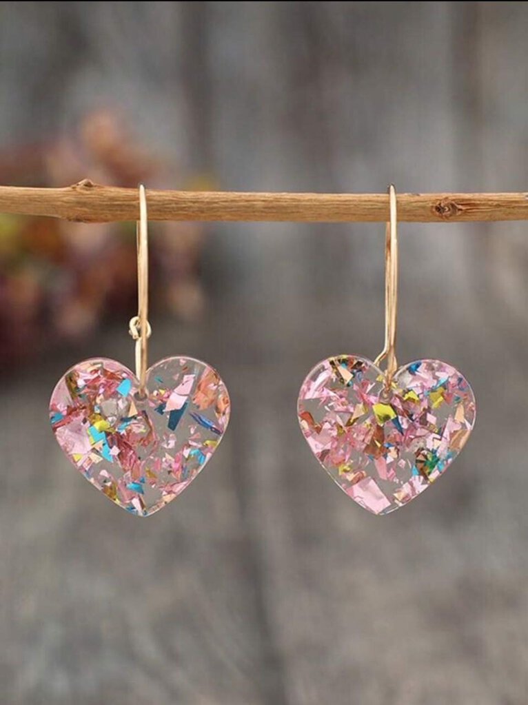 Glitter Heart Earring Silver