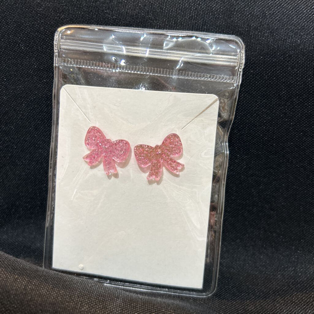 Bow Stud Silver Glitter