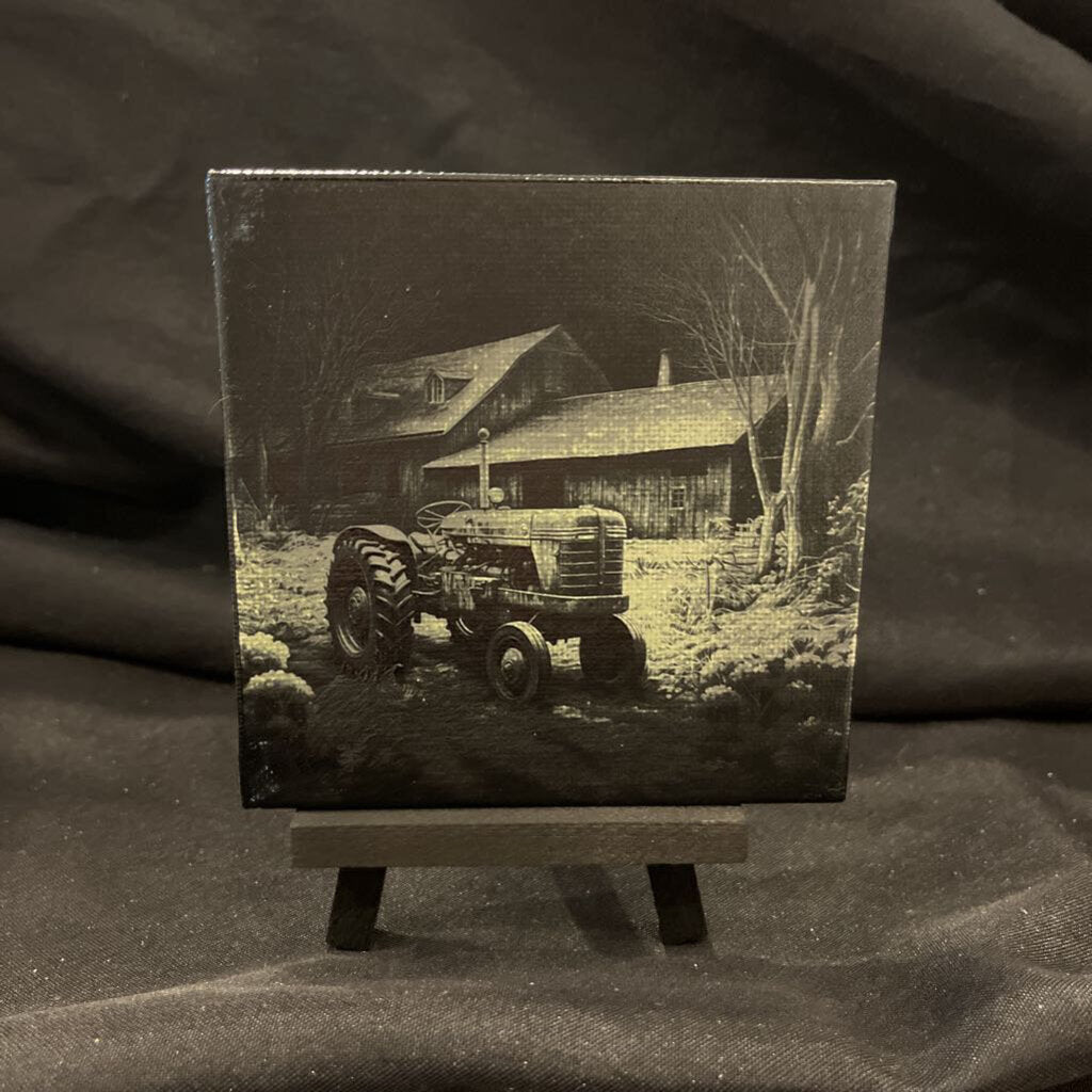 Tractor Painted Canvas With Easel